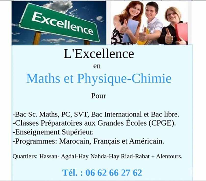 Le prof, Cours intensifs-Réussite & Excellence-Maths-physique-chimie, Rabat