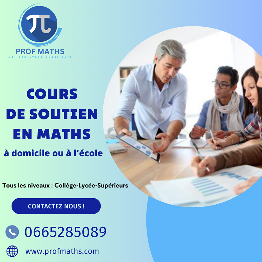 Cours de soutien en Mathématiques à domicile ou à l'école à Casablanca - prof-particulier.ma